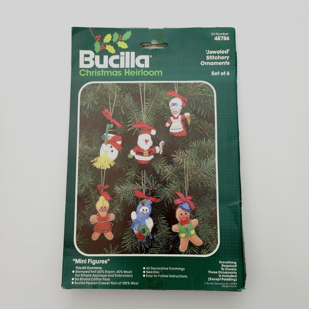Bucilla Christmas JEWELED STITCHERY ORNAMENT KIT #48786 NEW